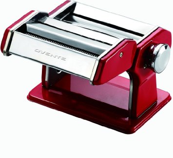 Ovente PA518R Vintage Stainless Steel Pasta Maker, 180mm, Metallic Red