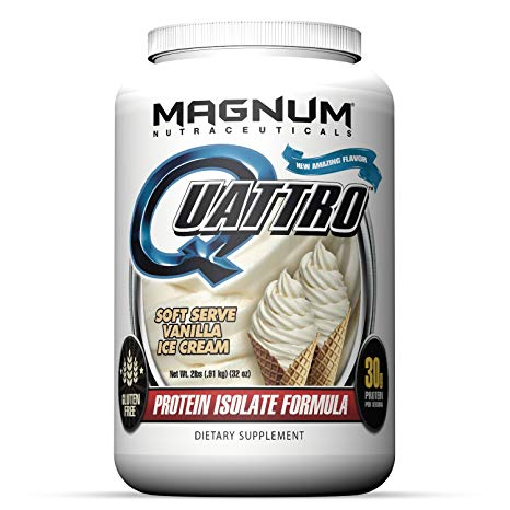 Magnum Nutraceuticals Quattro Protein Powder - 2lbs - Vanilla Ice Cream - Pharmaceutical Grade Protein Isolate - Lactose Free - Gluten Free - Peanut Free