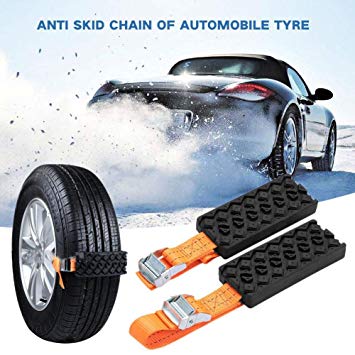 TEEWAL 2 Pcs Anti-Skid Tire Blocks, Emergency Snow Chains Car Vehicle Tire Anti-Skid Chains