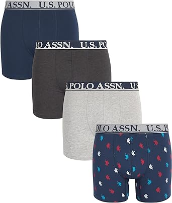 U.S. Polo Assn. Men's Underwear - Performance Stretch Boxer Briefs with Comfort Pouch (4 Pack)