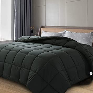 CottonHouse Queen/Full Size(88x88) All Season Comforter Breathable Hypoallergenic Reversible Quilted Darkgrey Duvet Insert Down Alternative Fill with Corner tabs,Machine Washable.