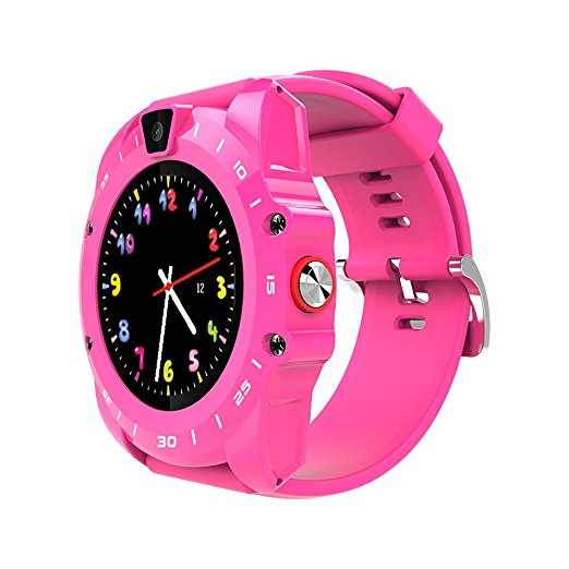 Markrom V19 Kids Smart Watch Phone for Girls with 1.3' Round Touch Screen SIM GSM TF Card Music Player Soft Silicone Strap Pedometer Timer Alarm Clock Health Monitor Camera(Pink)