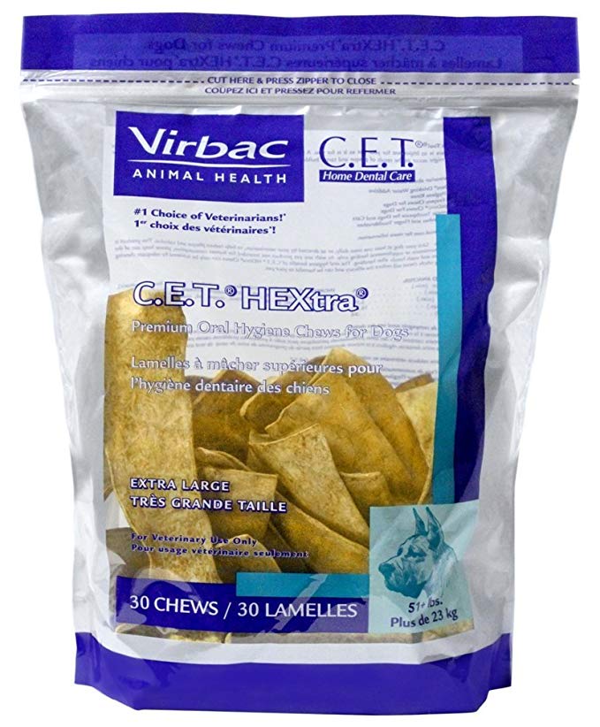 Virbac C.E.T. HEXtra Premium Oral Hygiene Chews with Chlorhexidine, Extra-Large Dogs, 30 Chews