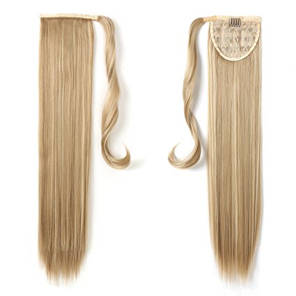 OneDor 24" Straight Wrap Around Ponytail Extension for Woman Synthetic Hair 120g-130g (16hH613)