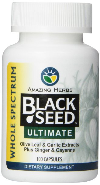 Amazing Herbs Black Seed Ultimate with Garlic, Ginger, Cayenne Capsules, 100 Count