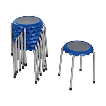 ECR4Kids Daisy Stackable Stool Set, Flexible Seating, Blue, 8-Piece