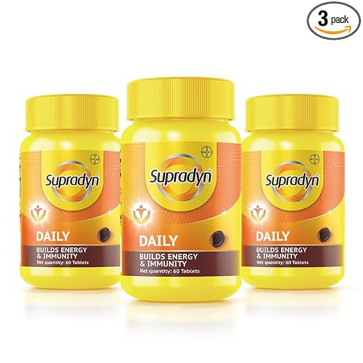 Supradyn Daily Multivitamin Tablets for Men & Women with 12 Vitamins, 5 Trace Elements for Daily Immunity & Energy (180 tablets)