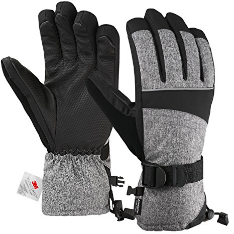 Andake Ski Gloves for Men, 3M Thinsulate Extremely Warm Winter Gloves Insulated Gloves Waterproof Windproof Gloves with Adjustable Cuffs,Best for Riding, Snowboarding,Skiing and other Winter Sports