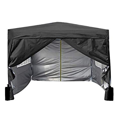 mcc direct Premier 3x3m Waterproof Pop-up Gazebo with Silver Protective Layer Marquee Canopy WS (Black)