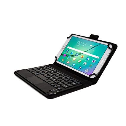 HP Stream 7, Stream 8 keyboard case, COOPER TOUCHPAD EXECUTIVE 2-in-1 Wireless Bluetooth Keyboard Mouse Leather Travel Cases Cover Holder Folio Portfolio   Stand 4G LTE (Black)