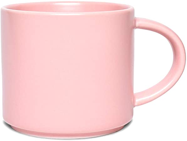 Bosmarlin Matte Ceramic Coffee Mug for Office and Home, 13 oz, Dishwasher and Microwave Safe (Pink, 1)