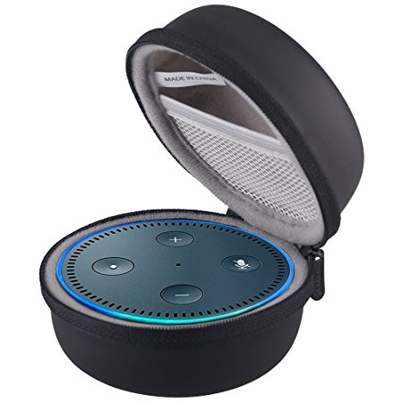 BOVKE Hard PU Shockproof Carrying Case for Amazon Echo Dot and All-New Echo Dot (2nd Generation) Storage Travel Case Cover Bag Protective Pouch Box, Black