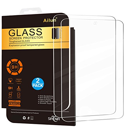 Fire HD 8 Screen Protector,[2Pack](7th Gen-2017 Release)by Ailun,2.5D Edge Tempered Glass,9H Hardness,Ultra Clear,Anti-Scratch,Case Friendly-Siania Retail Package