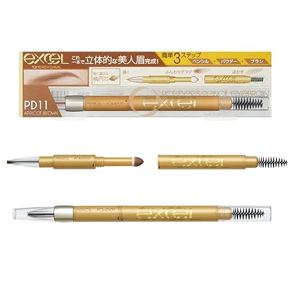 EXCEL Powder & Pencil Eyebrow PD11 Apricot Brown