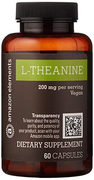 Amazon Brand - Amazon Elements L-Theanine, 200mg, 60 Capsules, 2 Month Supply