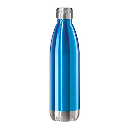 Oggi 8086.5 Stainless Steel Calypso Double Wall Sports Bottle with Screw Top (0.75 Liter, 25oz )-Blue Lustre Finish