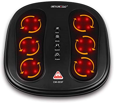 CINCOM Shiatsu Foot Massager with Heat, Deep Kneading Rotating Heads & Soothing Heat with 2 Speed & 2 Modes Helpful for Plantar Fasciitis - Black