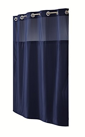 Hookless RBH40MY297 Fabric Shower Curtain with Built in Liner  -Navy Blue