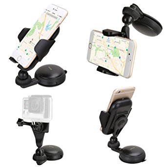 iKross Gel Pad Window Windshield Car Mount Holder with Adapter for GoPro Hero, Smartphone, Digital Compact Camera