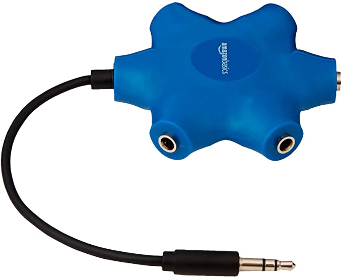 AmazonBasics 5-Way Multi Headphone Splitter, Blue