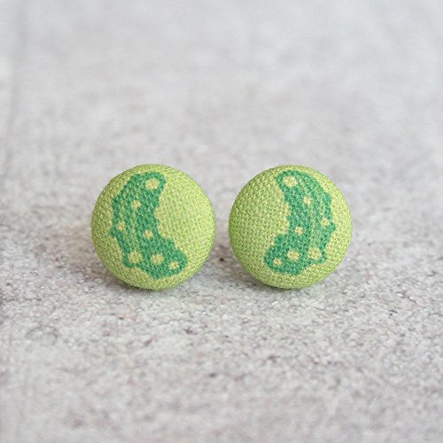 Pickle Fabric Button Earrings