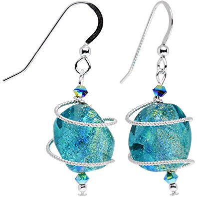 Body Candy Spiral Dichroic Glass Dangle Earrings Created with Swarovski Crystals