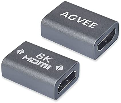AGVEE [2 Pack] HDMI Female to Female Adapter, 8K HDR HDMI 2.1 Coulper Extension Connetor, Backward Compatible with 4k@60HZ, Alloy Shell for TV Stick Roku Chromecast Switch Xbox PS4 Laptop, Gray Gray