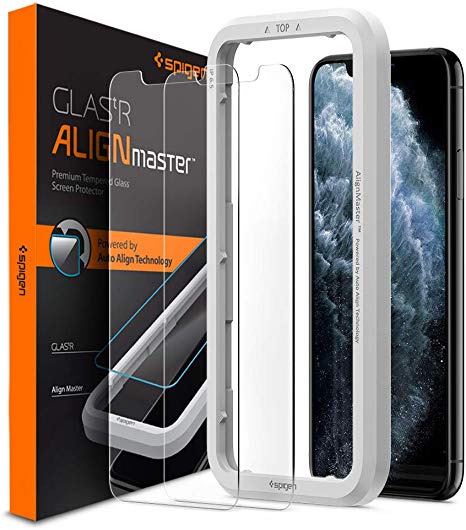 Spigen, 2Pack, iPhone 11 Pro Screen Protector/iPhone XS/X Screen Protector, AlignMaster, Auto-Align Technology, Tempered Glass, FaceID Compatible, iPhone 11 Pro/iPhone XS/iPhone X Tempered Glass