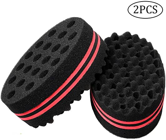 nuosen 2 pcs Hair Sponge Brush, Twists Dread Afro Coils Hair Curl Brush For Home and Barber