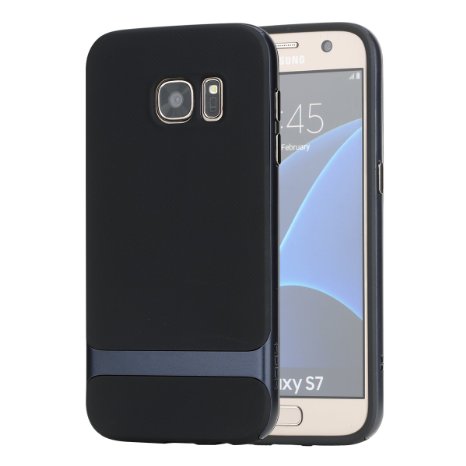 S7 Case, Galaxy S7 Case, ROCK® MOOST [Royce Series] Dual Layer Thin & Slim Shockproof Case for Samsung Galaxy S7 [Black / Navy Blue]