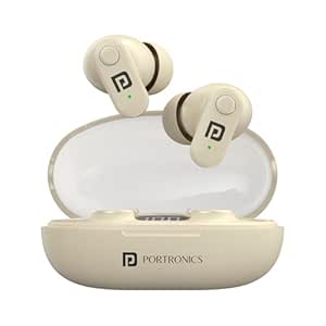 Portronics Harmonics Twins S16 in Ear Wireless TWS Earbuds with 24 Hrs Playtime, Clear Calls, Game & Music Mode, Low Latency, Bluetooth 5.3v, LED Display, Type C Fast Charging(Beige)