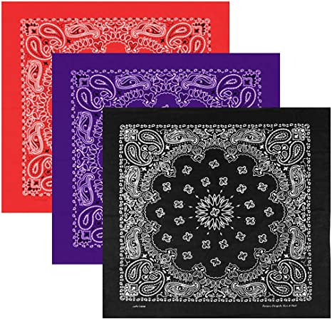 Large Bandanas 27 x 27 | Versatile Biker Rags | Classic Paisley Bandana Pattern