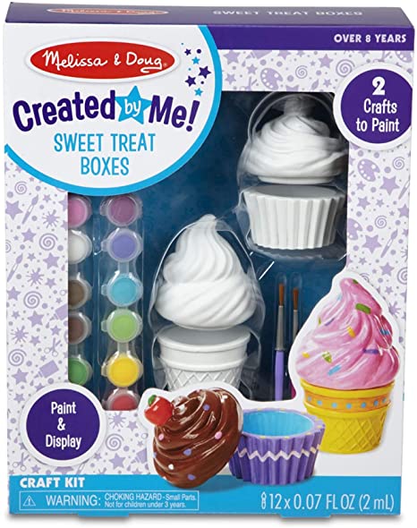 Melissa & Doug Created by Me! Sweet Treats Resin Trinket Boxes Craft Kit (Cupcake, Ice Cream, 12 Paints, 2 Brushes, Great Gift for Girls and Boys - Best for 8, 9, 10, 11, 12 Year Olds and Up)