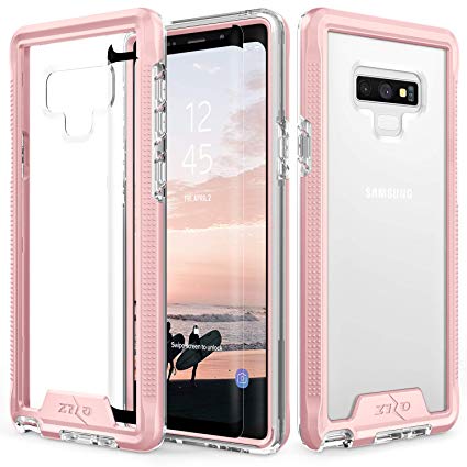 Zizo ION Series Compatible with Samsung Galaxy Note 9 Case Military Grade Drop Tested with Tempered Glass Screen Protector Rose Gold Clear