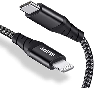 ESR USB C to Lightning Cable, [10ft MFi-Certified], Braided Nylon Power Delivery Fast Charging for iPhone 11/11 Pro/11 Pro Max/XR/XS Max/XS/X/8, for Use with Type-C Chargers, Black