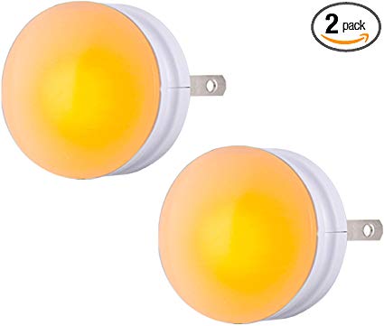 GE SleepLite LED Night Light, 2 Pack, Melatonin, Dusk-to-Dawn Sensor, Natural Sleep Aid, Warm Amber, Compact, Ideal for Bedroom, Nursery, Bathroom, Hallway, 45247, 2