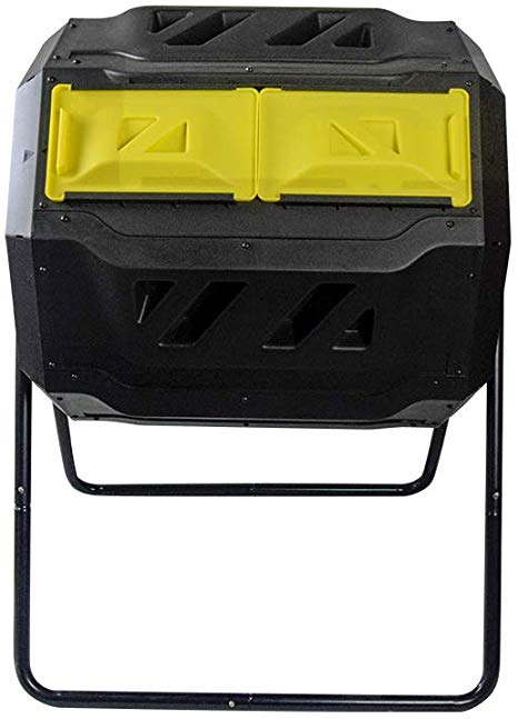 EJWOX Large Composting Tumbler - Dual Rotating Outdoor Garden Compost Bin, Easy Turn/Enough Height/Heavy Duty Capacity Composter(43 Gallon, Yellow)