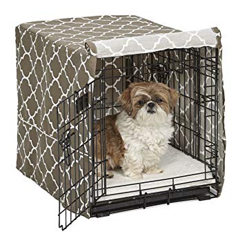 MidWest Homes for Pets Dog Crate Cover | Black Polyester Crate Cover Stylish Geometric Pattern Crate Covers