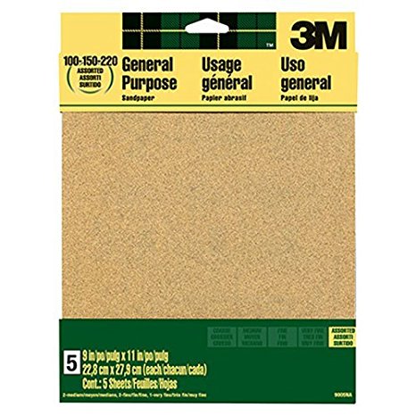 3M Aluminum Oxide Sandpaper, Coarse, 9-Inch by 11-Inch