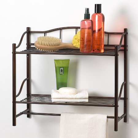 Creative Bath Products Complete Collection 2 Shelf Wall Organizer with Towel Bar, Oil Rubbed Bronze
