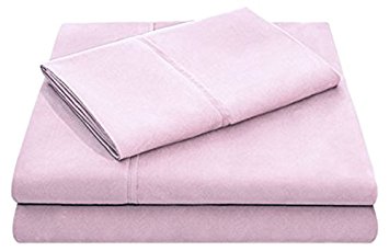 MALOUF Double Brushed Microfiber Super Soft Luxury Bed Sheet Set - Wrinkle Resistant - Twin Size - Blush