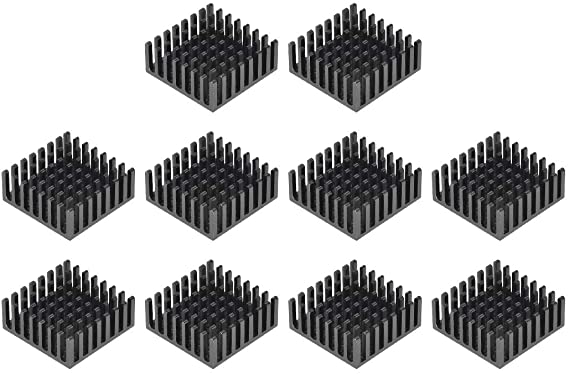 uxcell 10x25x25mm Black Aluminum Heatsink Thermal Adhesive Pad Cooler for Cooling 3D Printers 10Pcs