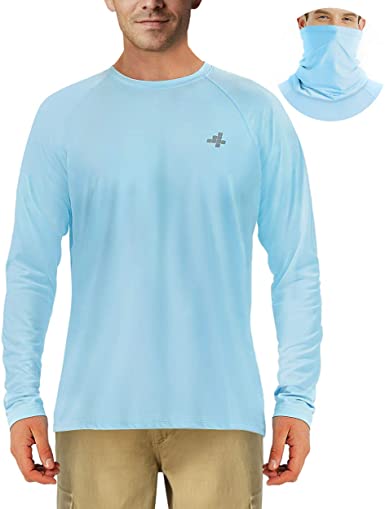 Fishing Shirts for Men Sun Protection Outdoor Long Sleeve T-Shirt Hiking UPF 50  UV Neck Masks