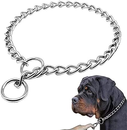 Supet Stainless Steel Dog Choke Chain Collar, Puppy Metal P Chain Slip Collar Pet Training Walking Choker