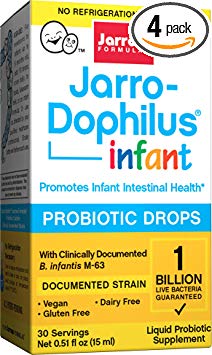 Jarrow Formulas Baby's Jarro-Dophilus Drops, Supports Infant Intestinal & Immune Health, 1 Billion Cells per serving, 0.51 fl. Oz. (15 ml) liquid drops (Cool Ship, Pack Of 4)