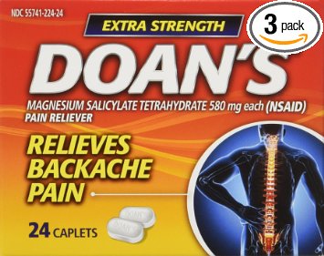 Doan's Backache Pain Relief Caplets, Extra Strength, 24-Count Boxes (Pack of 3)