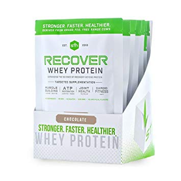 SFH Recover Whey Protein Powder | Great Tasting 100% Grass Fed Whey for Post Workout | All Natural | No Soy, No Gluten, No RBST, No Artificial Flavors (Single Serve, Chocolate)