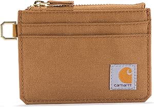 Carhartt Women's Casual Card Keeper Wallets, Nylon Duck Zippered Brown, One Size