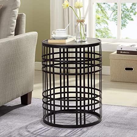 FirsTime & Co. Industrial Weave Occasional Table, 22"H x 16.5"W x 16.5"D, Bronze, Espresso