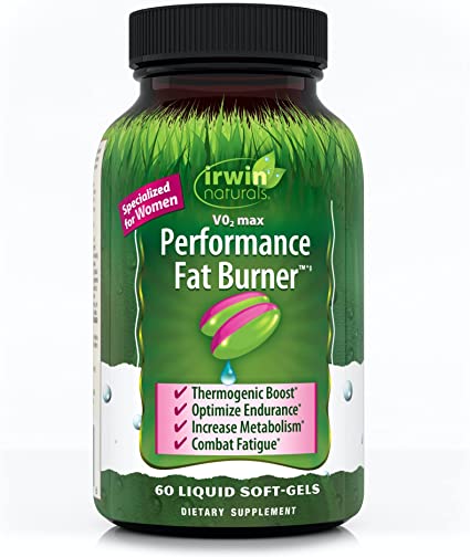 Irwin Naturals VO2 Max Performance Fat Burner - 60 Liquid Soft-Gels - Supports Endurance & Energy - Contains KSM-66 Ashwagandha Extract - Specialized for Women - 30 Servings